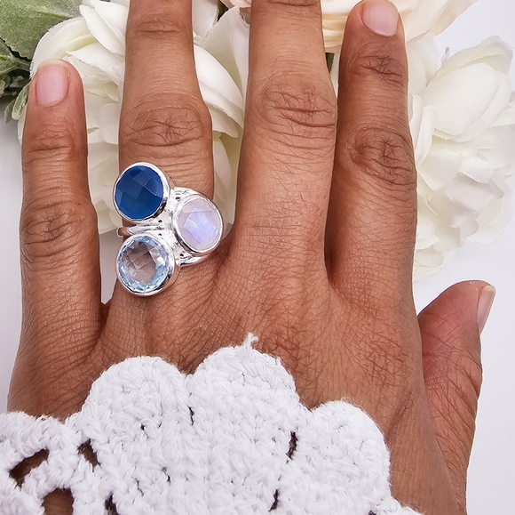 ❤️ GLOWING TRIO STERLING SILVER RING - Picture 3 of 5